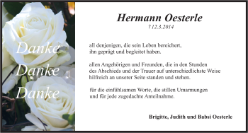 Traueranzeige von Hermann Oesterle von Pegnitz-Zeitung
